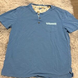 Men's Blue Short-Sleeve Henley Pocket Tee